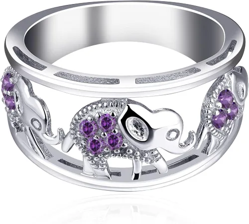 Miniatura 20 de JO WISDOM Anillo de elefante de plata de ley 925 con circonita cúbica
