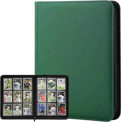 Miniatura 12 de Carpeta de 9 bolsillos para tarjetas intercambiables, capacidad 540 con cierre de cremallera, protector de tarjetas de piel sintética de doble cara
