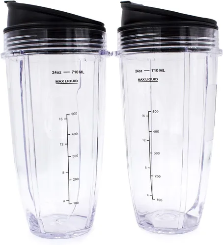 Vaso de repuesto para licuadora con tapa (paquete de 2) vasos de 24 onzas para Ninja Auto iQ BL480 BL482 BL642 BL682 BL450 BN401 BN751 BN801 Foodi