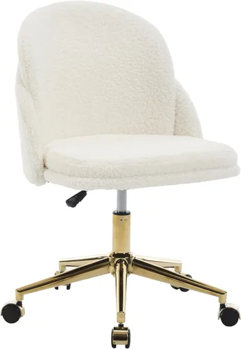 Silla de escritorio de piel sintética, cómoda silla de tocador de maquillaje, moderna silla giratoria tapizada esponjosa con ruedas, base de metal