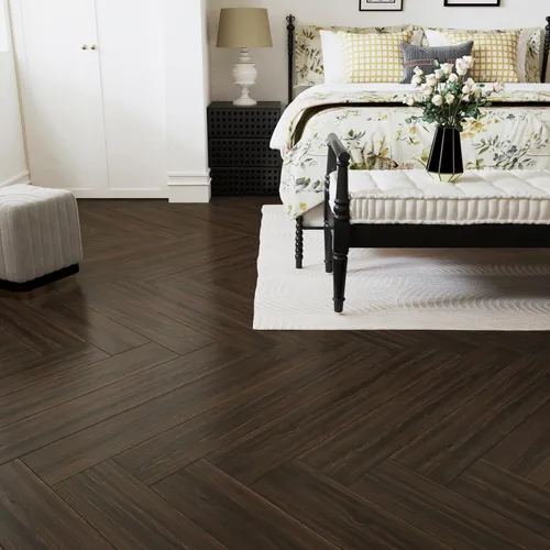 Miniatura 3 de Wallercity Pisos de Vinilo de 6"x36" 4 Piezas Baldosas de Piso Despegar y Pegar Baldosa de Piso para Baño Marrón Oscuro Veta de Madera Tablón