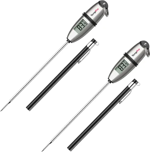 ThermoPro TP02S - Termómetro digital de lectura instantánea para carne, con sonda súper larga para parrilla, cocina, masa madre, líquidos, aceite,