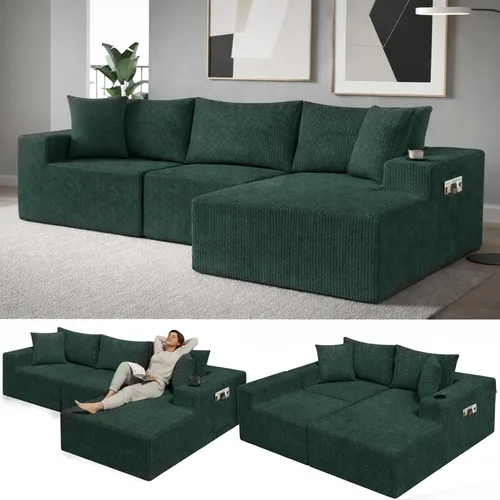 Miniatura 8 de EconoHome Sofá seccional Boneless Cloud, asiento profundo de felpa en forma de L para relajarse y entretener, construcción duradera y fácil montaje