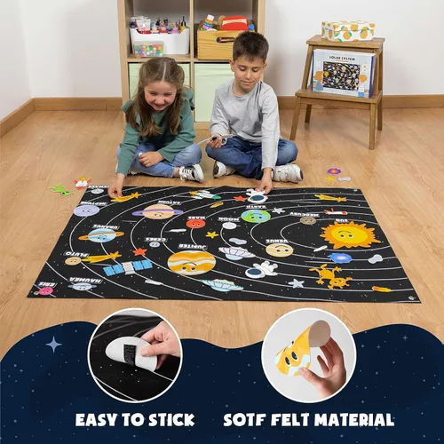 Miniatura 12 de BONNYCO Sistema Solar para Niños Juguetes con 61 Figuras de Fieltro. Juguetes Montessori del Espacio, Regalos de Cumpleaños para Niñas y Niños