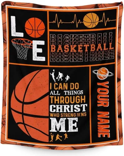 Miniatura 11 de Manta de baloncesto suave, afelpada y cálida, manta pequeña de 50 x 40 pulgadas para oficina, silla, manta deportiva negra, regalos para niños