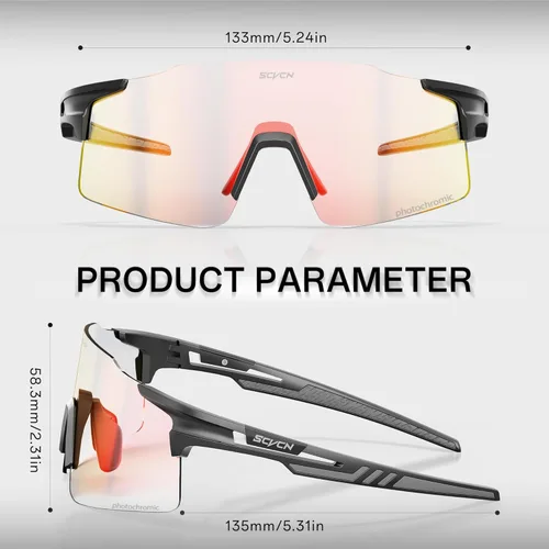 Miniatura 5 de SCVCN Fotocromático Ciclismo Gafas Deportivas Gafas de sol Hombres Mujeres Claro Bicicleta MTB UV400 Protección TR90 Frame Bike