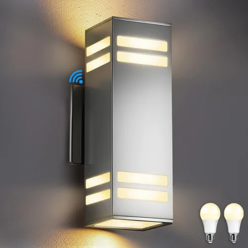 Miniatura 11 de SHIMR Luces de pared para exteriores modernas al atardecer al amanecer, aplique exterior cuadrado negro mate con bombillas incluidas, iluminación