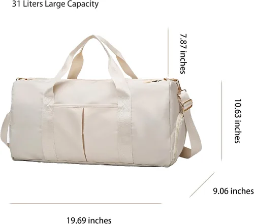 Miniatura 2 de Bolsa de gimnasio para mujer con separación para húmedo y seco, almacenamiento de zapatos, bolsa de viaje impermeable para gimnasio, natación, yoga