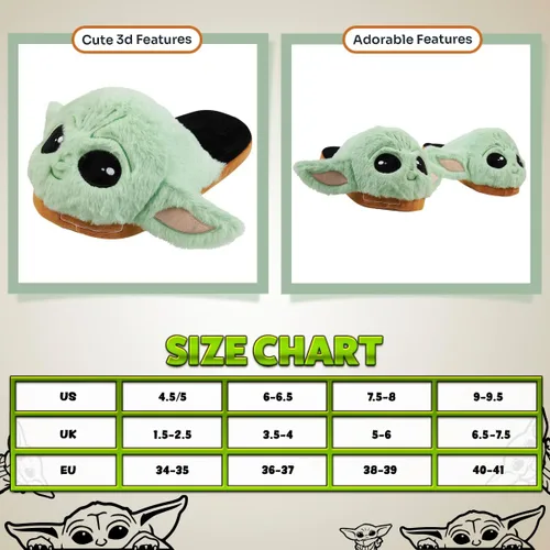 Miniatura 6 de Disney Pantuflas para mujer, esponjosas 3D antideslizantes, regalos de Baby Yoda