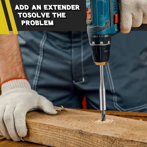 Miniatura 5 de Extensión de broca 6, broca de acero al carbono de 12 pulgadas con llave inglesa para torneadores de madera, accesorios de construcción (12 piezas)