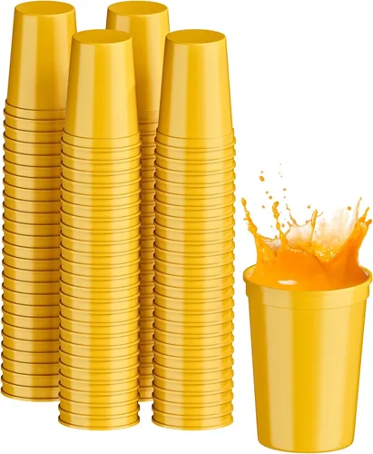 Miniatura 119 de PartyPrints Paquete de 100 vasos de plástico en blanco reutilizables de 10 a 12 onzas, vasos de estadio a granel, sin BPA, aptos para lavavajillas