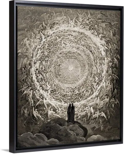 CANVAS ON DEMAND Ilustración para Paradiso por Dante Alighieri Canto, Xxxi, líneas 1 a 3, lienzo enmarcado negro flotante, arte para pared, diseño