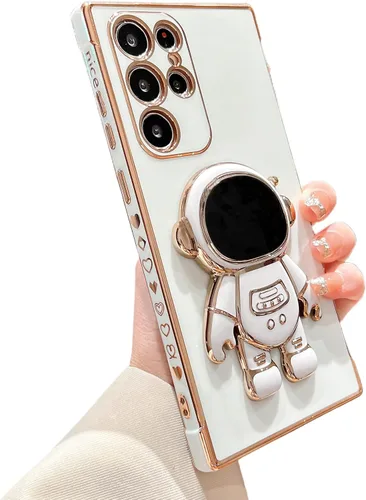 Miniatura 52 de phylla Funda de teléfono para Samsung Galaxy S22 Ultra de 6.8 pulgadas, funda de teléfono con soporte de astronauta chapado de lujo con bonito