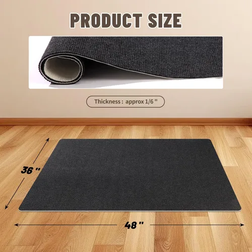 Miniatura 5 de Tapete para silla de oficina, para suelos de madera dura, manta grande antideslizante y fácil de limpiar (negro, 48 x 36 pulgadas).