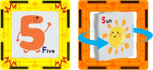 Miniatura 6 de PicassoTiles Bloques de construcción magnéticos con azulejos y click-in, artes gráficas educativas, juego de construcción de imán, juego