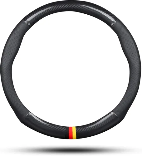 Ergocar Funda para volante de auto Sport de fibra de carbono y cuero PU antideslizante - Protector universal para volante de auto de 38 cm (15")