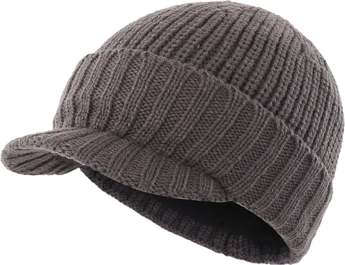 Miniatura 13 de Home Prefer - Gorro de invierno para hombre de punto grueso con visera, gorro tipo newsboy