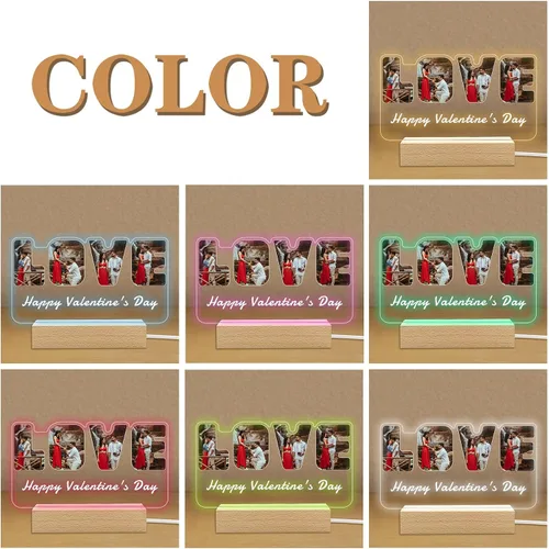 Miniatura 5 de Regalos de fotos personalizados para novio, novia, mujer, pareja, marcos de fotos personalizados, placa acrílica, luz nocturna para mejor amigo