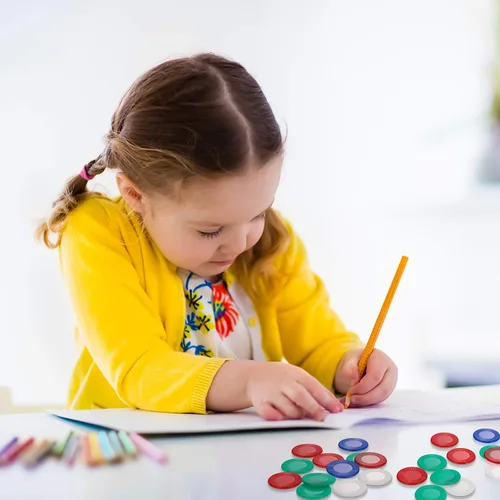 Miniatura 6 de Skylety 400 fichas de póquer de plástico Fichas de juego de 4 colores para niños jugando aprendiendo matemáticas contando juegos de bingo tarjeta