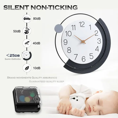 Miniatura 6 de Dankeit Reloj de pared decorativo de 40 cm, silencioso y sin tictac, de cuarzo, operado con batería, reloj grande para sala de estar, cocina, baño