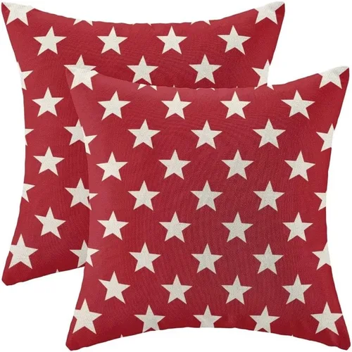 Miniatura 24 de Juego de 2 fundas de almohada decorativas para el 4 de julio, 16 x 16 pulgadas, diseño patriótico de estrellas azul marino del Día