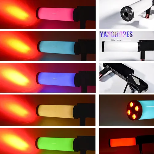 Miniatura 5 de Máquina de humo de mano de CO2 máquina de niebla con luces RGB, máquina de chorro de cañón, equipo de efecto de escenario, tubo de 3.35 pulgadas