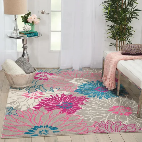 Miniatura 46 de Nourison Passion - Alfombra azul, de 6 pies, 7 pulgadas x 9 pies, 6 pulgadas, floral, campestre, fácil de limpiar, no desprende pelo