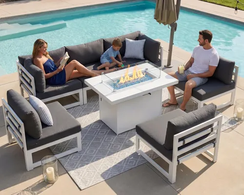 Miniatura 73 de NICESOUL - Juego de 10 muebles de patio extra grandes de aluminio moderno, sofá para exteriores con asiento de 29" de profundidad y ancho, 500 lbs