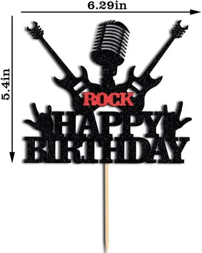 Miniatura 4 de Decoración de pastel de cumpleaños con temática de Rock & Roll de los años 80 - Suministros para fiestas