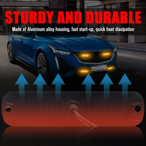 Miniatura 3 de Luz estroboscópica de advertencia para coche o camión (6 LEDS, ámbar/ámbar, 4 unidades)