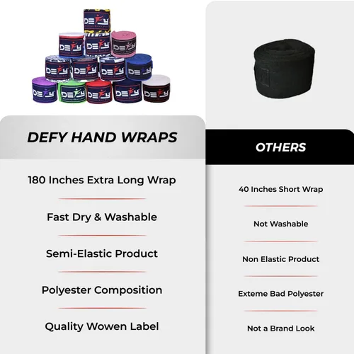 Miniatura 6 de DEFY Professional – Vendas elásticas profesionales para manos, de 180 pulgadas (457.2 cm), para boxeo, muay thai, MMA, para hombre y mujer - Par Rojo