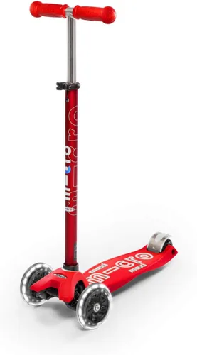Micro Kickboard – Maxi Deluxe LED – Monopatín pequeño de tres ruedas, inclinado a girar, diseño suizo para niños con ruedas con luces LED activadas