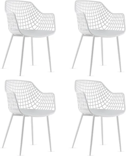 Miniatura 9 de Giantex Juego de 4 sillas de comedor modernas, sillones negros con respaldo de 15 pulgadas de alto, patas de metal con recubrimiento en polvo
