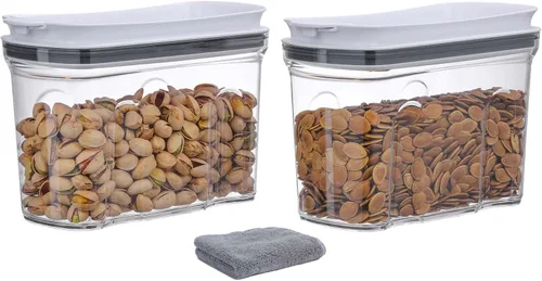 Juego de dispensador de alimentos, recipiente hermético de almacenamiento de alimentos con tapa 1.5L, 2 piezas, recipientes de despensa de plástico