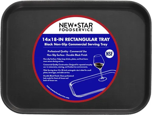 Miniatura 15 de New Star Foodservice 24852 Bandeja antideslizante de grado restaurante, plástico, forrada de goma, rectangular, 10 x 14 pulgadas, color negro