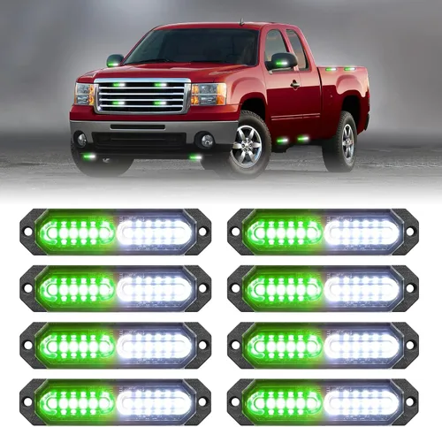 Miniatura 9 de HLauto 1200T Luces de rejilla estroboscópicas de emergencia: 8 piezas 12 LED con función de sincronización, luces de advertencia de seguridad