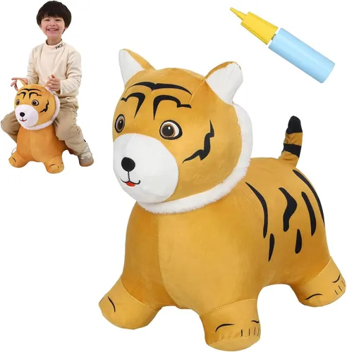 Miniatura 11 de INPANY Juguetes Saltarines de Vaca Animales de Granja para Regalos de Niña de 2 Años, Caballo Saltarín Inflable de Peluche para Niños, Montable Toro