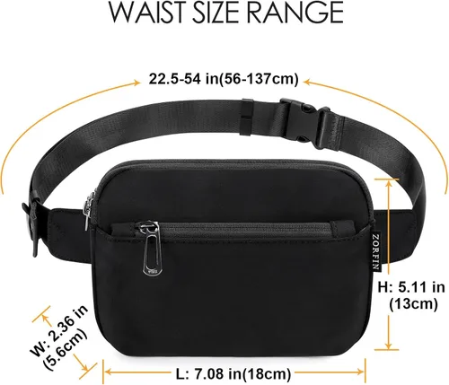 Miniatura 13 de ZORFIN Riñonera para mujeres y hombres, riñonera de moda con correa ajustable para exteriores, entrenamiento, viajes, casual, correr, senderismo
