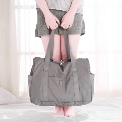 Miniatura 6 de VanFn Bolsa de viaje plegable, Bolsa de deporte de lona para gimnasio, Totalizadores de nailon a prueba de lluvia, Bolso de hombro deportivo, Bolsas