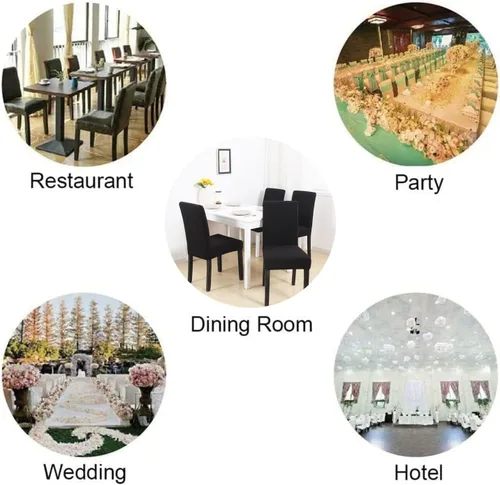 Miniatura 3 de Fundas Elásticas para Sillas Juego de 4 Fundas Negras Extensibles para Sillas de Comedor Lavables Extraíbles para Cocina, Hotel, Restaurante