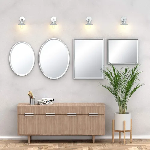 Miniatura 8 de Gatco Espejo de pared de baño 1823, 25 pulgadas de alto x 21 pulgadas de ancho, espejo moderno para sala de estar, tocador, diseño delgado, espejo