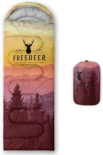 Miniatura 14 de Saco de dormir para adultos y niños, furgoneta de campamento de montaña verde, ligero, cálido, portátil, para interiores y exteriores, impermeable