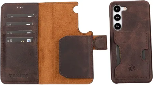Miniatura 96 de Venito Florence - Funda de piel compatible con Samsung Galaxy S9, extra segura con bloqueo RFID, cartera desmontable para teléfono (gris decolorado)