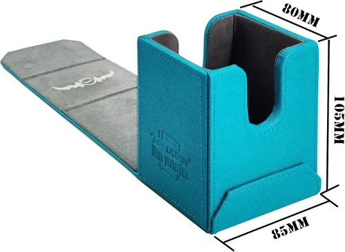 Miniatura 2 de Zoopin - Caja de cuero cian para cartas coleccionables, MTG, Yugioh, Pokeman, TES Legacy, Munchkins CCG Decks y también fichas pequeñas o dados