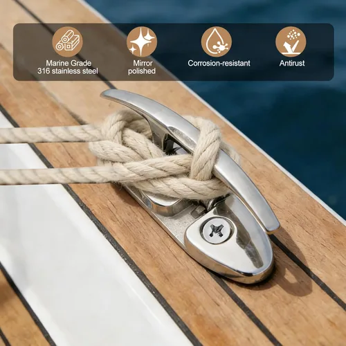 Miniatura 5 de Thorn Taco plegable para barco, acero inoxidable marino de 4-1/2 pulgadas, tacos plegables con cierres y placas traseras Plateado (sliver)