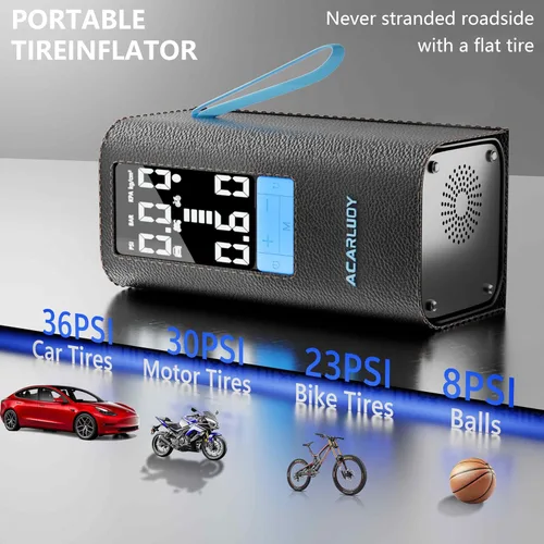 Miniatura 3 de Compresor de aire portátil, infladores de neumáticos para automóviles, bomba de neumáticos portátil de 6000 mAh, pantalla LCD, apto para accesorios
