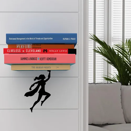 Miniatura 6 de Estante flotante para libros Artori Design "Wondershelf", de metal negro, estante único, regalos para estudiosos, amantes de libros, presente