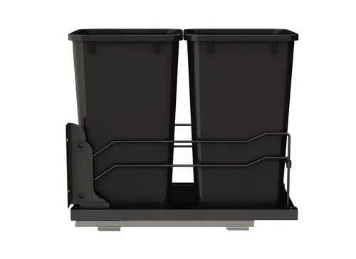 Miniatura 3 de Rev-A-Shelf Bote de basura doble extraíble para debajo de gabinetes de cocina, 27 Qt. 6.75 galones con rieles de cierre suave para gabinetes base