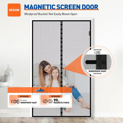 Miniatura 4 de MAGZO Mosquitera Magnética para Puerta Se Ajusta a Puerta de Tamaño 25 x 63 Pulgadas, Tamaño de Mosquitera 27" x 64" Imanes Fuertes de Malla, Red