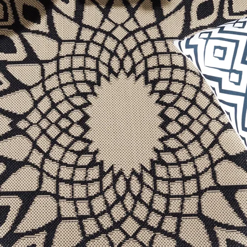 Miniatura 4 de SAFAVIEH Alfombra lavable para exteriores, 9 x 12 pies, color negro y beige, no desprende pelusa y fácil limpieza, ideal para patio, patio trasero